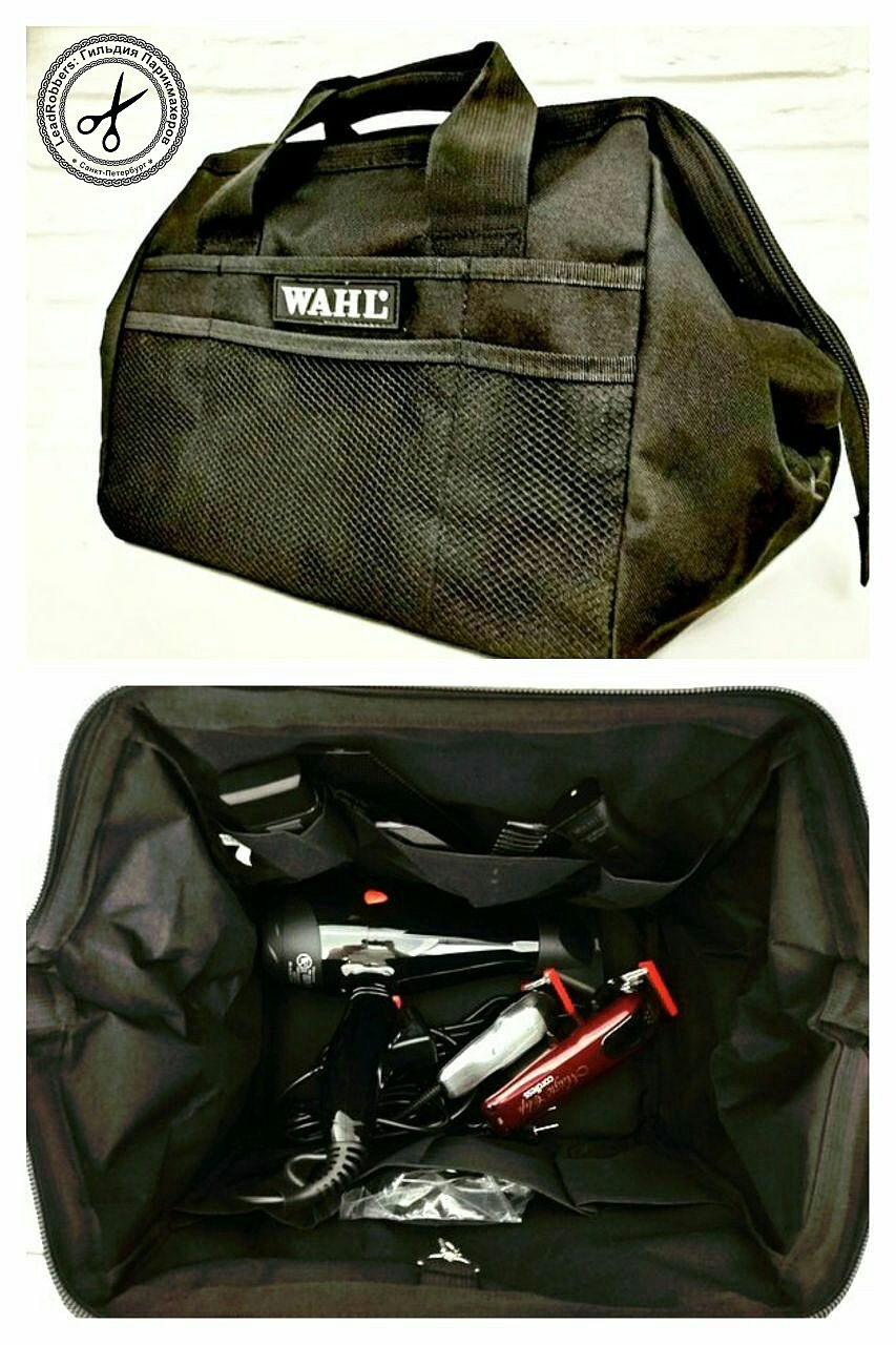 Сумка для парикмахеров 0093-6130 Wahl Frogmouth tool bag (черная | black) коллаж