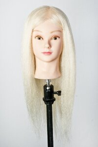 Голова учебная блондинка 60 см 100% натуральный волос WR003